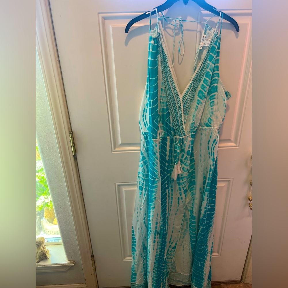 VENUS Teal and White Patterned Dress